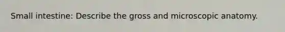 Small intestine: Describe the gross and microscopic anatomy.