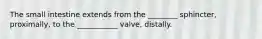 The small intestine extends from the ________ sphincter, proximally, to the ___________ valve, distally.