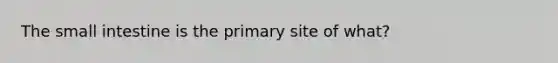 <a href='https://www.questionai.com/knowledge/kt623fh5xn-the-small-intestine' class='anchor-knowledge'>the small intestine</a> is the primary site of what?