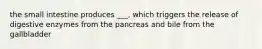 the small intestine produces ___, which triggers the release of digestive enzymes from the pancreas and bile from the gallbladder