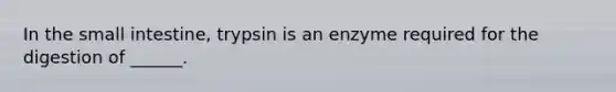 In the small intestine, trypsin is an enzyme required for the digestion of ______.