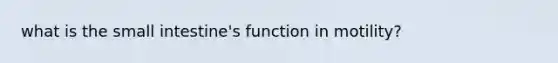 what is the small intestine's function in motility?