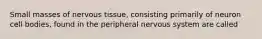 Small masses of nervous tissue, consisting primarily of neuron cell bodies, found in the peripheral nervous system are called