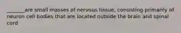 _______are small masses of nervous tissue, consisting primarily of neuron cell bodies that are located outside the brain and spinal cord