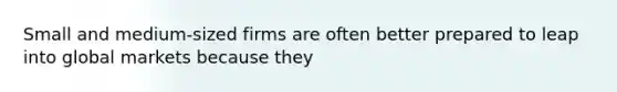 Small and medium-sized firms are often better prepared to leap into global markets because they