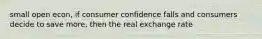 small open econ, if consumer confidence falls and consumers decide to save more, then the real exchange rate