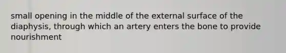 small opening in the middle of the external surface of the diaphysis, through which an artery enters the bone to provide nourishment