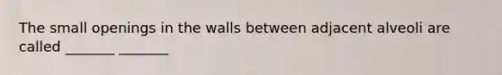 The small openings in the walls between adjacent alveoli are called _______ _______