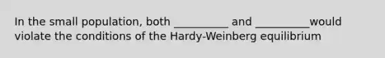 In the small population, both __________ and __________would violate the conditions of the Hardy-Weinberg equilibrium