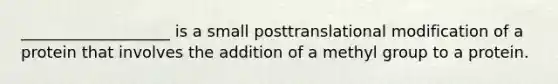 ___________________ is a small posttranslational modification of a protein that involves the addition of a methyl group to a protein.