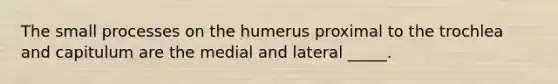 The small processes on the humerus proximal to the trochlea and capitulum are the medial and lateral _____.