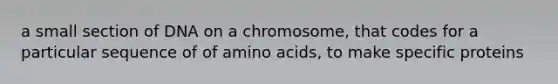 a small section of DNA on a chromosome, that codes for a particular sequence of of amino acids, to make specific proteins