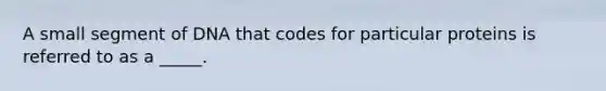 A small segment of DNA that codes for particular proteins is referred to as a _____.