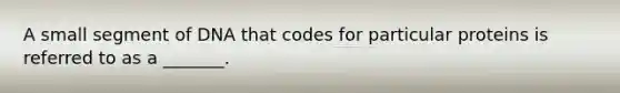 A small segment of DNA that codes for particular proteins is referred to as a _______.