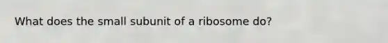 What does the small subunit of a ribosome do?