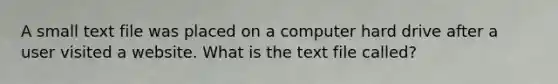 A small text file was placed on a computer hard drive after a user visited a website. What is the text file called?