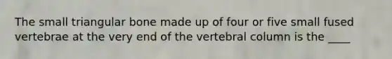 The small triangular bone made up of four or five small fused vertebrae at the very end of the vertebral column is the ____