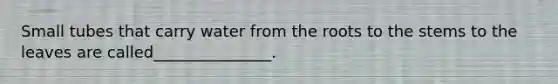 Small tubes that carry water from the roots to the stems to the leaves are called_______________.