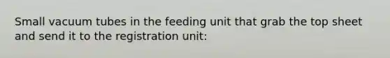 Small vacuum tubes in the feeding unit that grab the top sheet and send it to the registration unit: