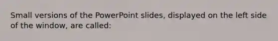 Small versions of the PowerPoint slides, displayed on the left side of the window, are called: