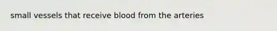 small vessels that receive blood from the arteries