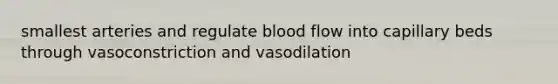 smallest arteries and regulate blood flow into capillary beds through vasoconstriction and vasodilation