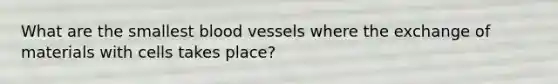 What are the smallest blood vessels where the exchange of materials with cells takes place?