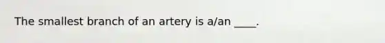 The smallest branch of an artery is a/an ____.