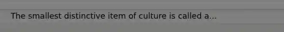 The smallest distinctive item of culture is called a...