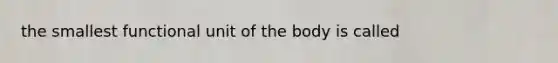 the smallest functional unit of the body is called