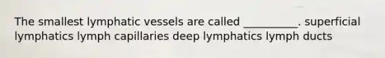 The smallest lymphatic vessels are called __________. superficial lymphatics lymph capillaries deep lymphatics lymph ducts