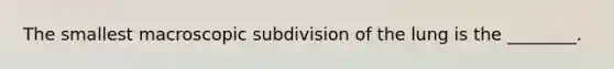 The smallest macroscopic subdivision of the lung is the ________.