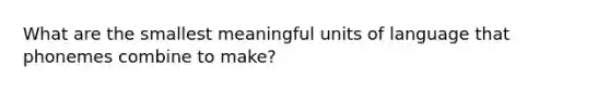 What are the smallest meaningful units of language that phonemes combine to make?