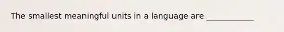 The smallest meaningful units in a language are ____________