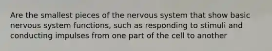 Are the smallest pieces of the nervous system that show basic nervous system functions, such as responding to stimuli and conducting impulses from one part of the cell to another