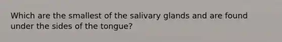 Which are the smallest of the salivary glands and are found under the sides of the tongue?