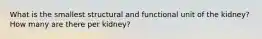 What is the smallest structural and functional unit of the kidney? How many are there per kidney?