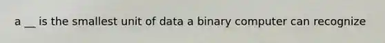 a __ is the smallest unit of data a binary computer can recognize