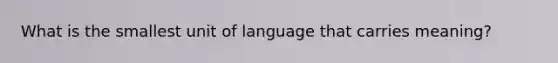 What is the smallest unit of language that carries meaning?