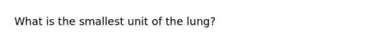 What is the smallest unit of the lung?