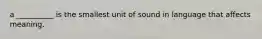 a __________ is the smallest unit of sound in language that affects meaning.