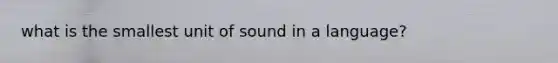 what is the smallest unit of sound in a language?