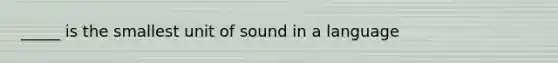 _____ is the smallest unit of sound in a language