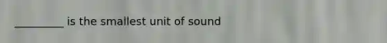 _________ is the smallest unit of sound