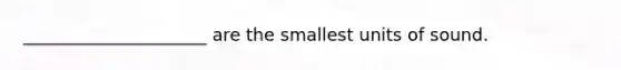 _____________________ are the smallest units of sound.