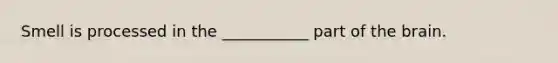 Smell is processed in the ___________ part of the brain.