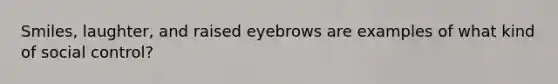 Smiles, laughter, and raised eyebrows are examples of what kind of social control?