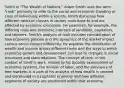 Smith In "The Wealth of Nations," Adam Smith uses the term "rank" primarily to refer to the social and economic standing or class of individuals within a society. Smith discusses how different ranks or classes in society contribute to and are affected by economic processes. He examines, for example, the differing roles and economic interests of landlords, capitalists, and laborers. Smith's analysis of rank includes consideration of how economic policies and the dynamics of the market impact various social classes differently. He explores the distribution of wealth and income across different ranks and the ways in which economic growth and development can lead to changes in social structures and class relations. The concept of rank, in the context of Smith's work, relates to his broader examination of economic systems, the division of labor, and the principles of free markets. It is part of his analysis of how wealth is created and distributed in a capitalist economy and how different segments of society are positioned within that economy.