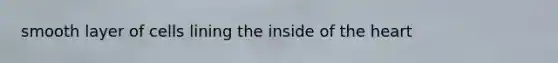 smooth layer of cells lining the inside of <a href='https://www.questionai.com/knowledge/kya8ocqc6o-the-heart' class='anchor-knowledge'>the heart</a>