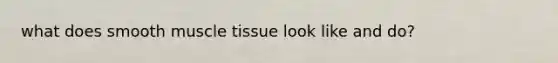 what does smooth <a href='https://www.questionai.com/knowledge/kMDq0yZc0j-muscle-tissue' class='anchor-knowledge'>muscle tissue</a> look like and do?